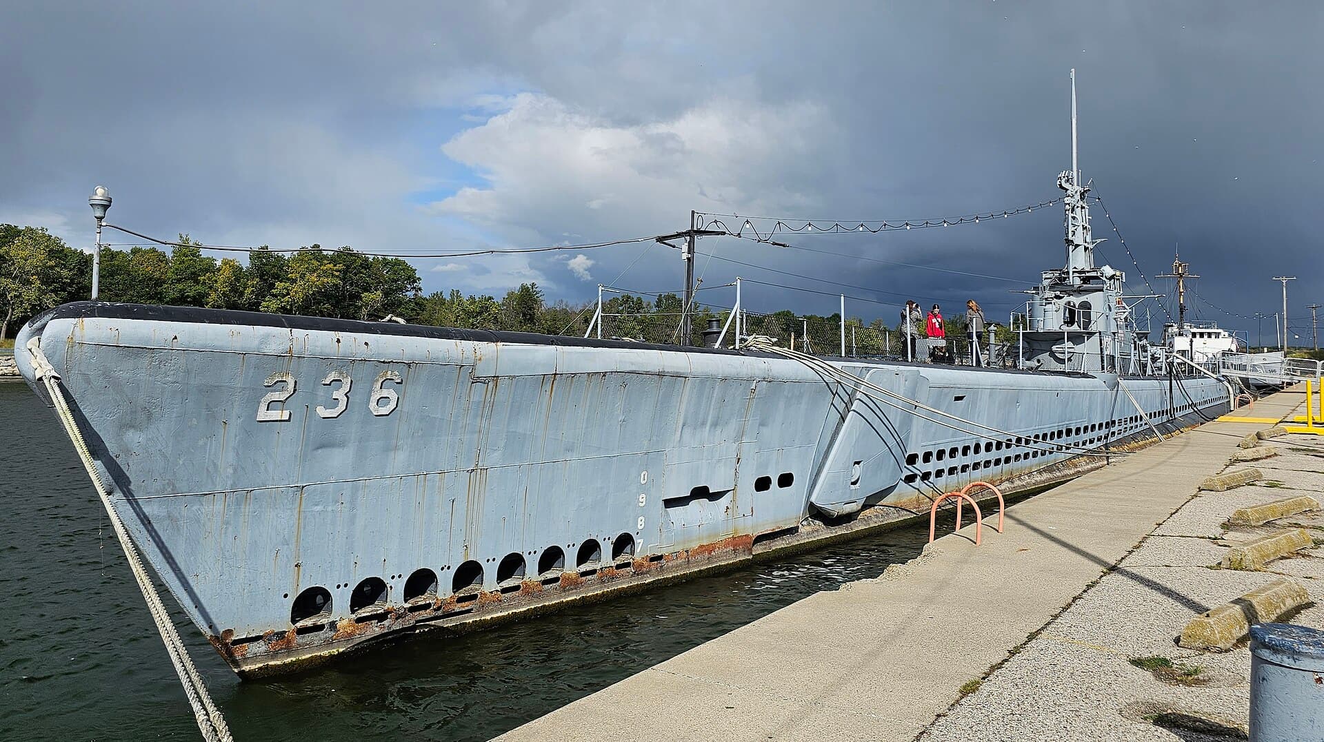 The WWII submarine USS Silversides (SS-236) moored in the Muskegon channel